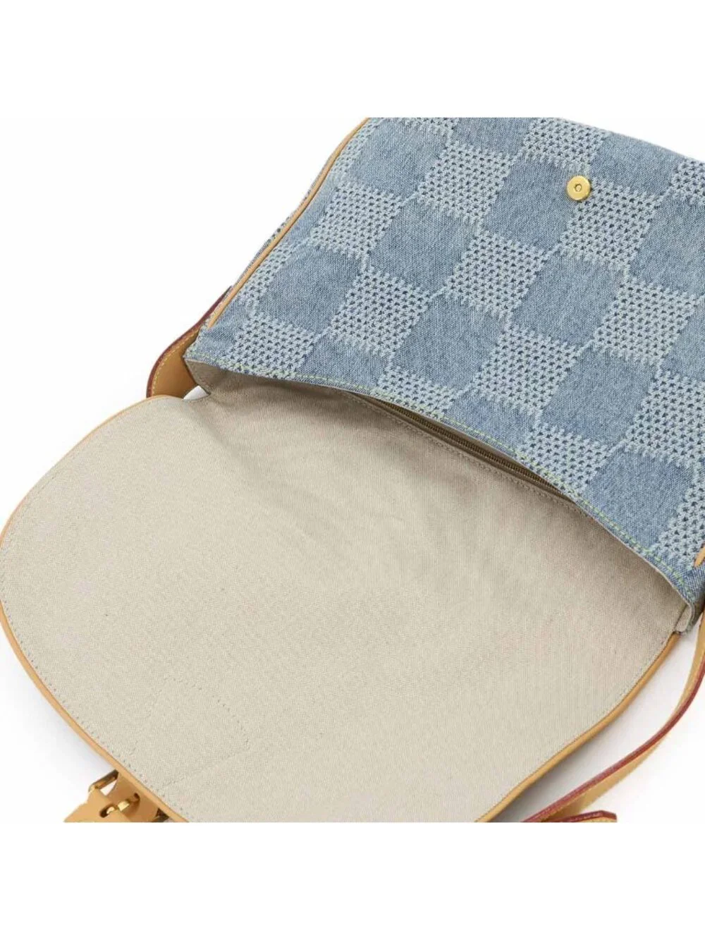 Louis Vuitton Damier Denim Montsouris Messenger MM Shoulder Bag Blue